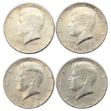 Lot of 4 Silver 1964 John F Kennedy Half Dollars