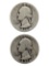 Lot of 2 Silver Washington Quarters - 1936, 1937