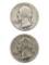 Lot of 2 Silver Washington Quarters - 1945, 1946