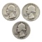 Lot of 3 Silver Washington Quarters - 1940, 1941, 1942-D
