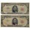 Lot of 2 - 1963 $5 Notes - Red Seals