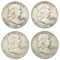 Lot of 4 Silver Franklin Half Dollars - 1958-D-1961-D