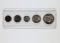 1957 Silver Set With 90% Silver Toned Franklin, Quarter and Dime