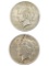 Lot of 2 Silver Peace Dollars - 1922, 1923