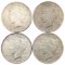 Lot of 4 Silver Peace Dollars - All 1922