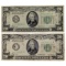 Lot of 2 - 1934 $20 Notes - Green Seals