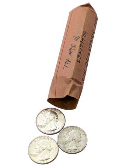 Roll of 40 Silver Washington Quarters - 1960-1963