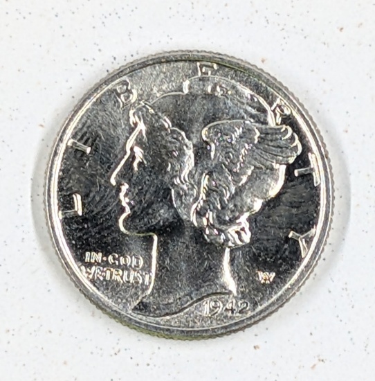 1942 AU/MS Mercury Dime - Full Bell Lines - Incredible Condition