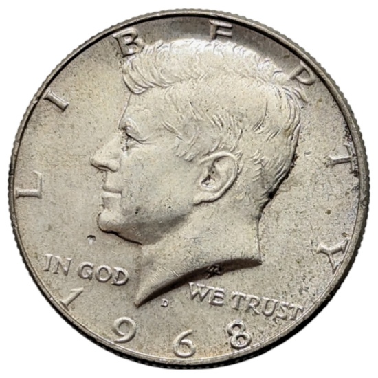 1968-D Silver John F Kennedy Half Dollar