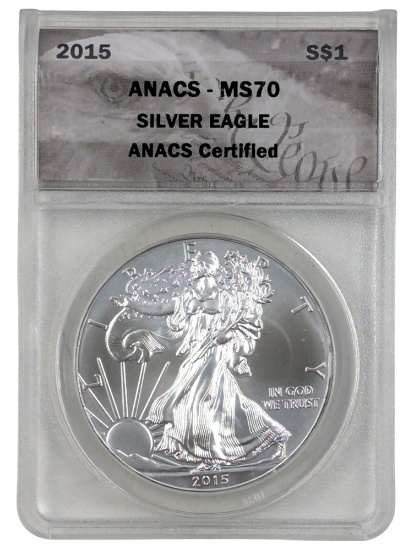 ANACS 2015 MS70 American Silver Eagle Dollar