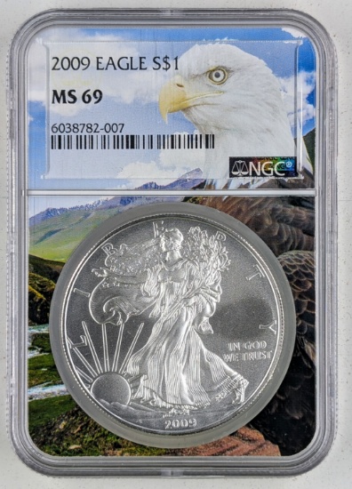 NGC 2009 MS69 American Silver Eagle Dollar