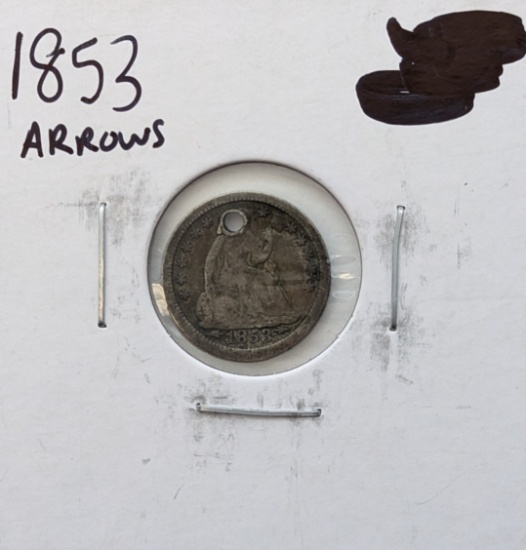 1853 Silver Seated Liberty Half Dime w/ Arrows