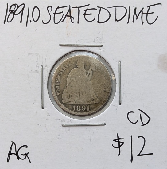1891 Silver Seated Liberty Dime