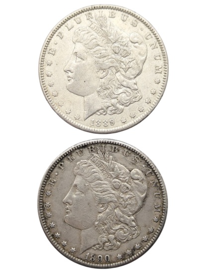 Lot of 2 Morgan Silver Dollars  - 1989 and 1990-S