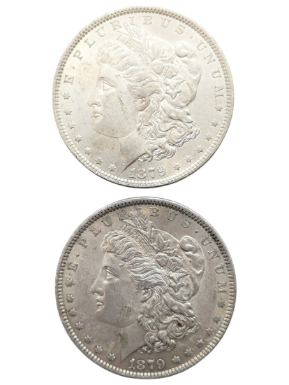 Lot of 2 Morgan Silver Dollars - Both 1879