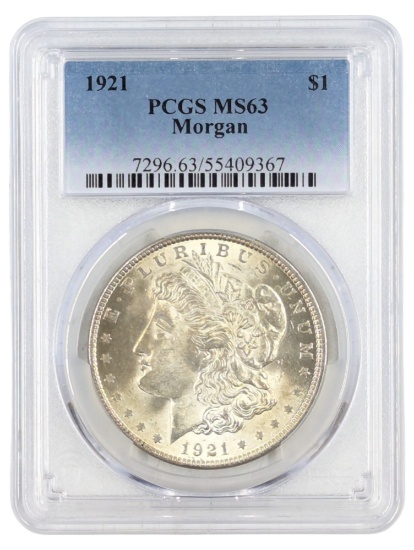 PCGS 1921 MS63 Morgan Silver Dollar
