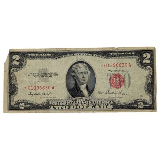 1953 $2 Note - Red Seal - Star Note