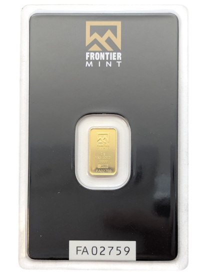 FEATURE 1 Gram Fine .999 Gold Mini-bar - Frontier Mint