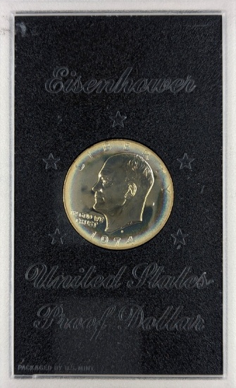 1974-S Silver Eisenhower " Ike" Proof Dollar - Rainbow Toning