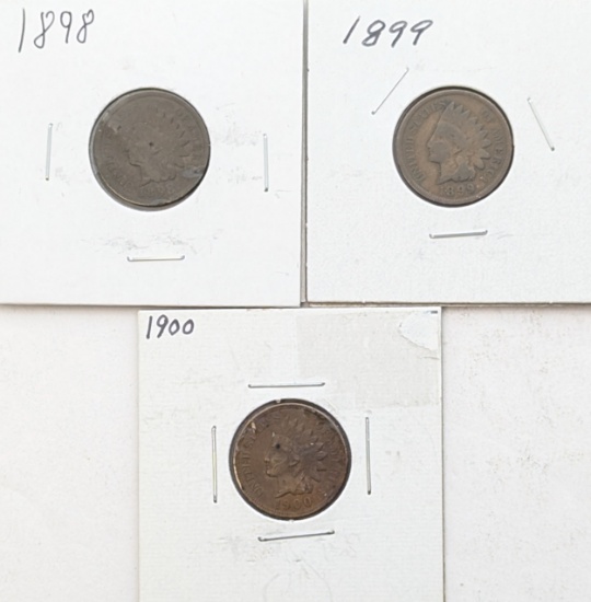 Lot of 3 Indian Head Cents - 1898-1900