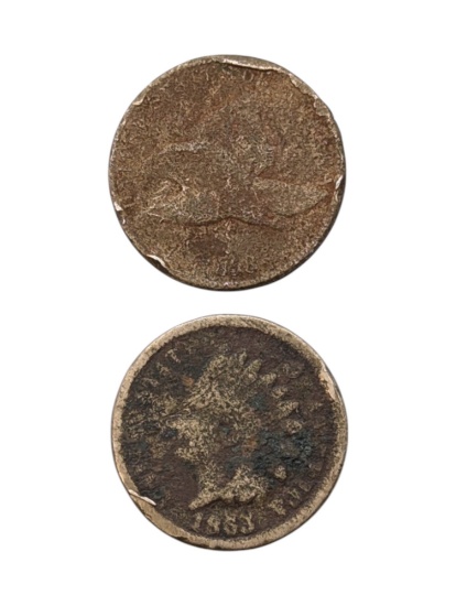 Lot of 2 Cents -  1858 Flying & 1863 Indian Head
