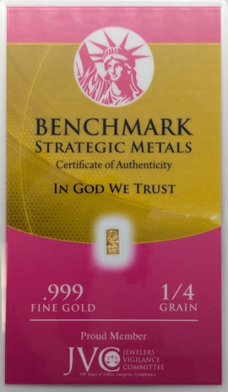 1/4 grain .999 Fine Gold - Benchmark Strategic Metals