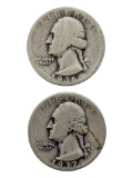 Lot of 2 Silver Washington Quarters - 1936, 1937