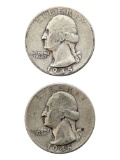 Lot of 2 Silver Washington Quarters - 1945, 1946