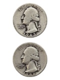 Lot of 2 Silver Washington Quarters - 1943, 1944