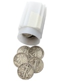 Tube of 20, 1945 Silver Walking Liberty Half Dollars