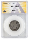 ANACS 1896-O AG3 Silver Barber Quarter