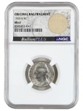 NGC 1943-S MS67 Jefferson Nickel w/ Original Bag Fragment