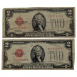 Lot of 2 - 1928-D $2 Notes - Red Seals