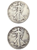 Lot of 2 Silver Walking Liberty Half Dollars - 1946, 1947