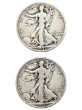 Lot of 2 Silver Walking Liberty Half Dollars - 1935, 1936