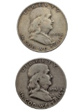 Lot of 2 Silver Franklin Half Dollars - 1950-D, 1951-D