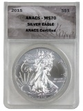 ANACS 2015 MS70 American Silver Eagle Dollar