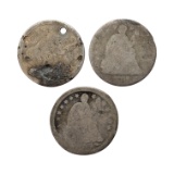 Lot of 3 Silver Seated Liberty Half Dimes
