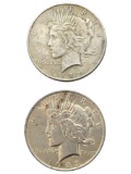 Lot of 2 Silver Peace Dollars - 1922, 1923
