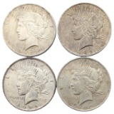 Lot of 4 Silver Peace Dollars - All 1922