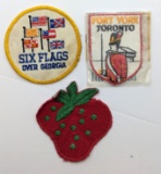 Lot of 3 Patches - Six Flags Over GA, Fort York Toronto, Strawberry