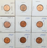 Lot of 9 Lincoln Cents - 1959-D-1989 - Some are Uncirculated