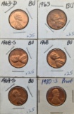 Lot of 6 Lincoln Cents - 1963-D-1980-S - BU or Proof