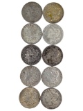 Lot of 10 Morgan Silver Dollars - Mixed Dates