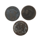 Lot of 3 Large Cents - 1 is Draped Bust