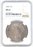 NGC 1922 MS 61 Toned Peace Dollar
