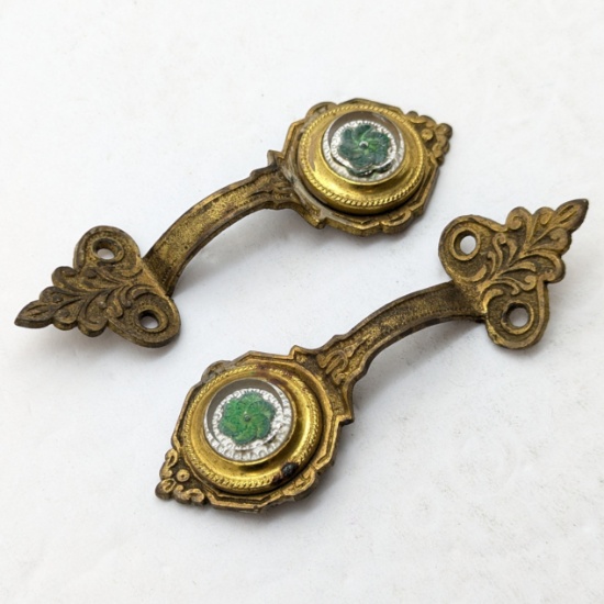 Antique Brass Cabinet Handles with Floral Design