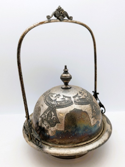 Beautiful Antique Covered Footed Butter Dish by Simpson Hall