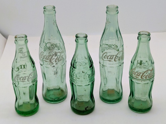 Coke Bottles through the Years - Lot of 5 different Coca-Cola Bottles