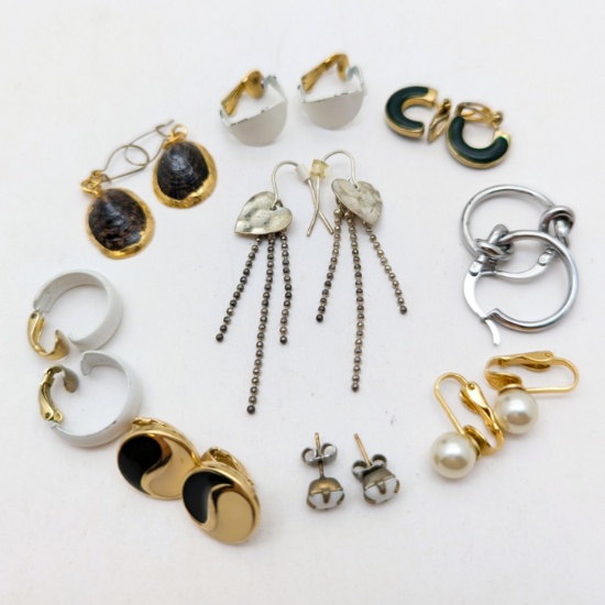 Lot of 9 Vintage to Modern Earrings. Some with Makers Mark